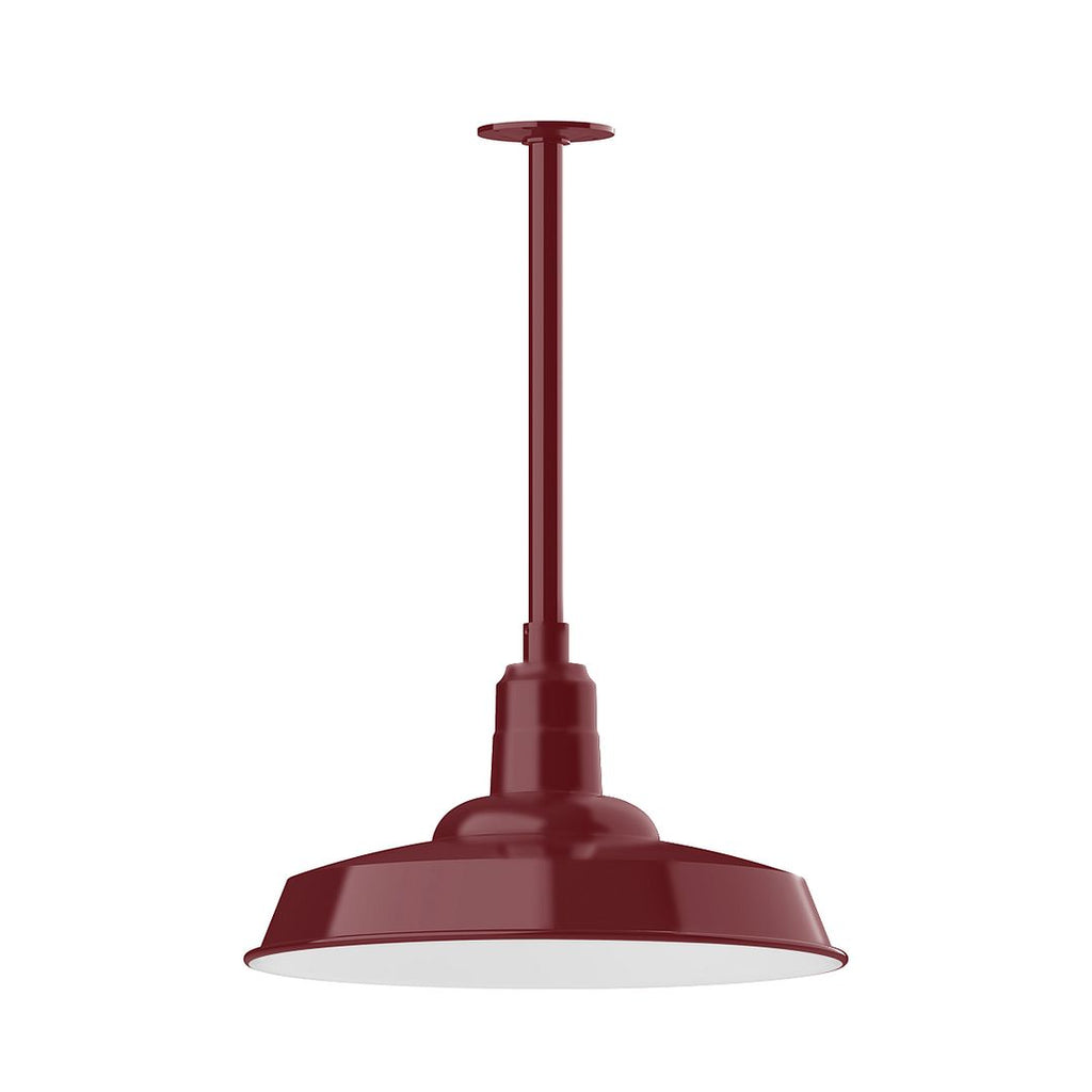 18" Warehouse Shade, Stem Mount Pendant With Canopy, Barn Red - STB185-55-T24