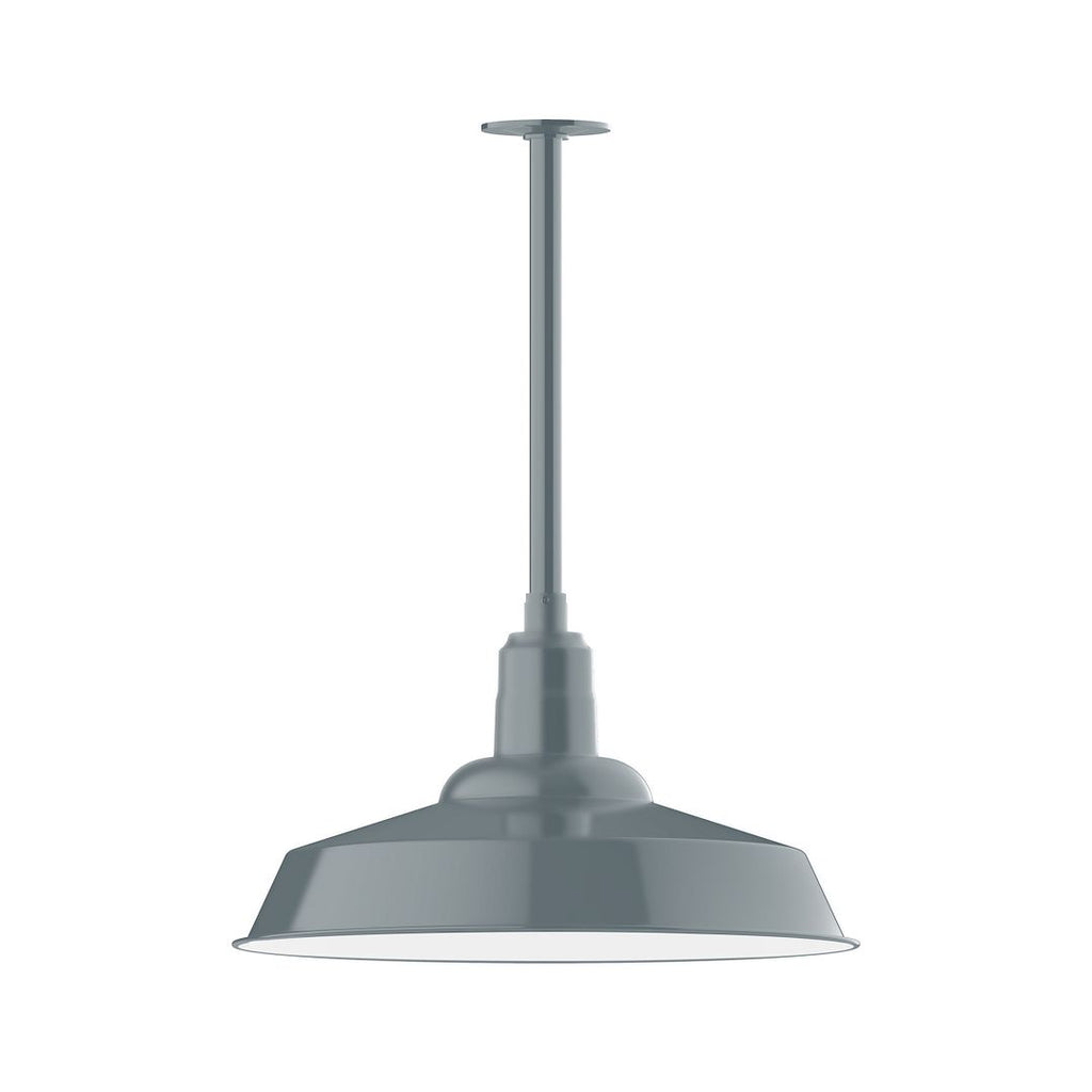 20" Warehouse Shade, Stem Mount Pendant With Canopy, Slate Gray - STB186-40-T36