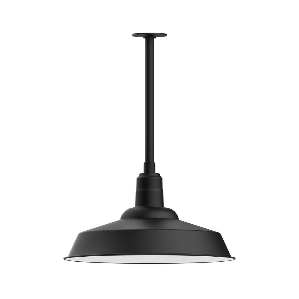 20" Warehouse Shade, Stem Mount Pendant With Canopy, Black - STB186-41-T30
