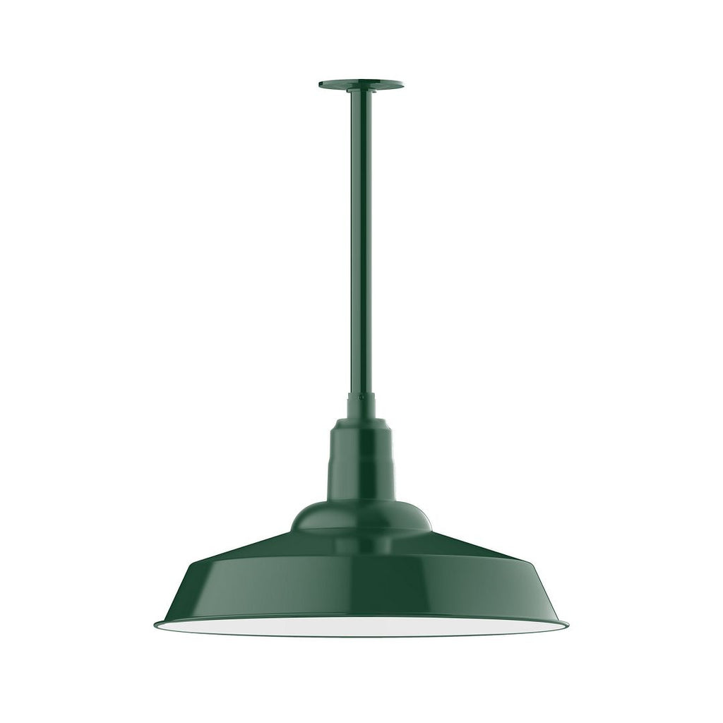 20" Warehouse Shade, Stem Mount Pendant With Canopy, Forest Green - STB186-42-T24