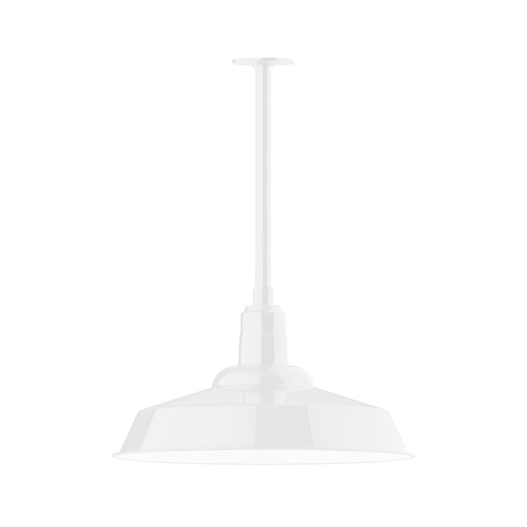 20" Warehouse Shade, Stem Mount Pendant With Canopy, White - STB186-44-T36