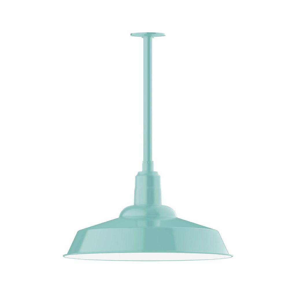 20" Warehouse Shade, Stem Mount Pendant With Canopy, Sea Green - STB186-48-T36
