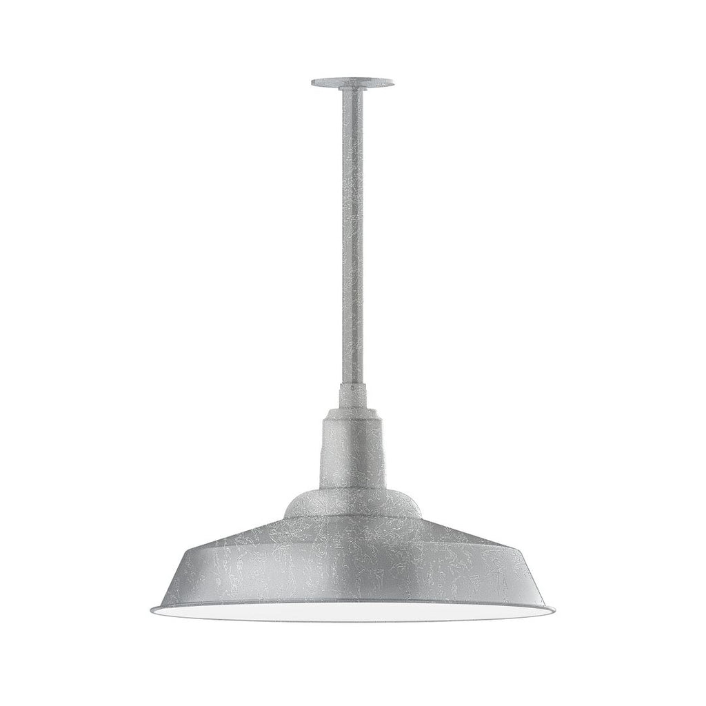 20" Warehouse Shade, Stem Mount Pendant With Canopy, Painted Galvanized - STB186-49-T36