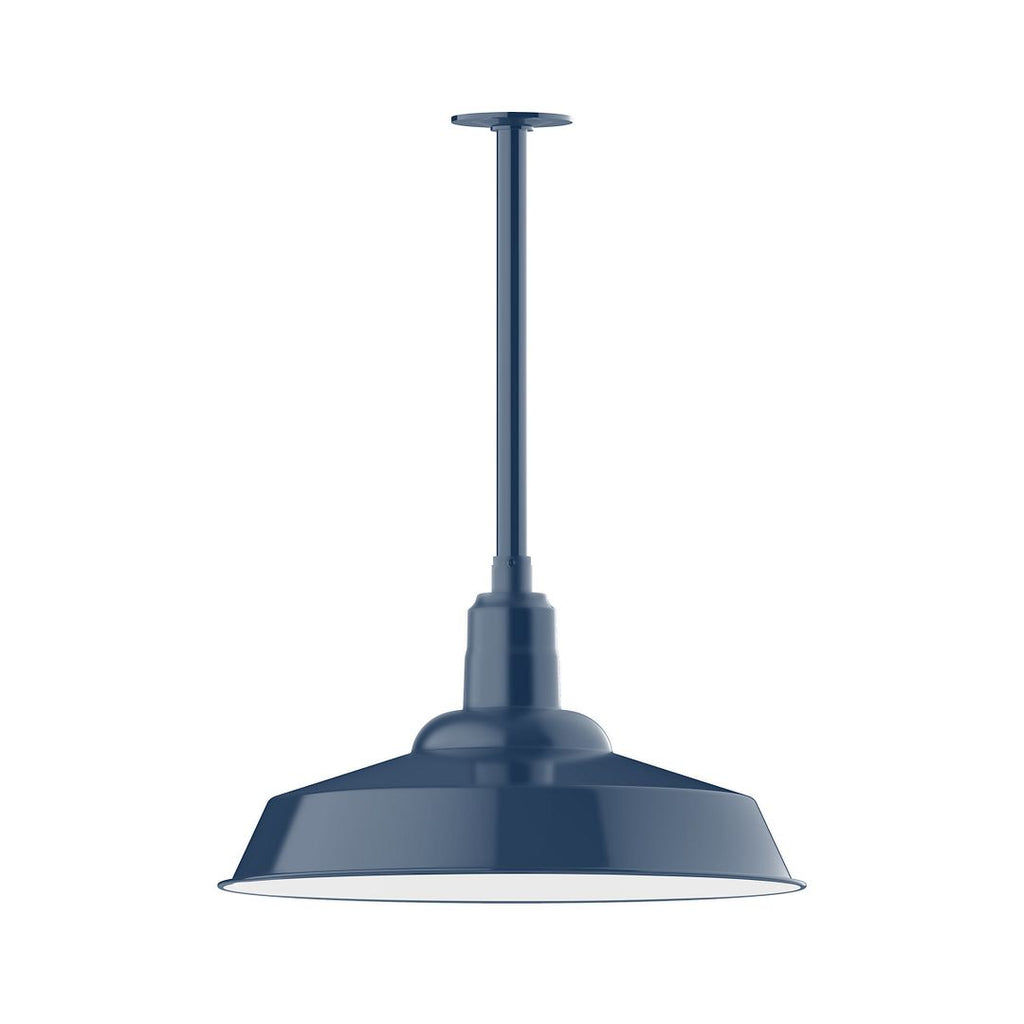20" Warehouse Shade, Stem Mount Pendant With Canopy, Navy - STB186-50-T36