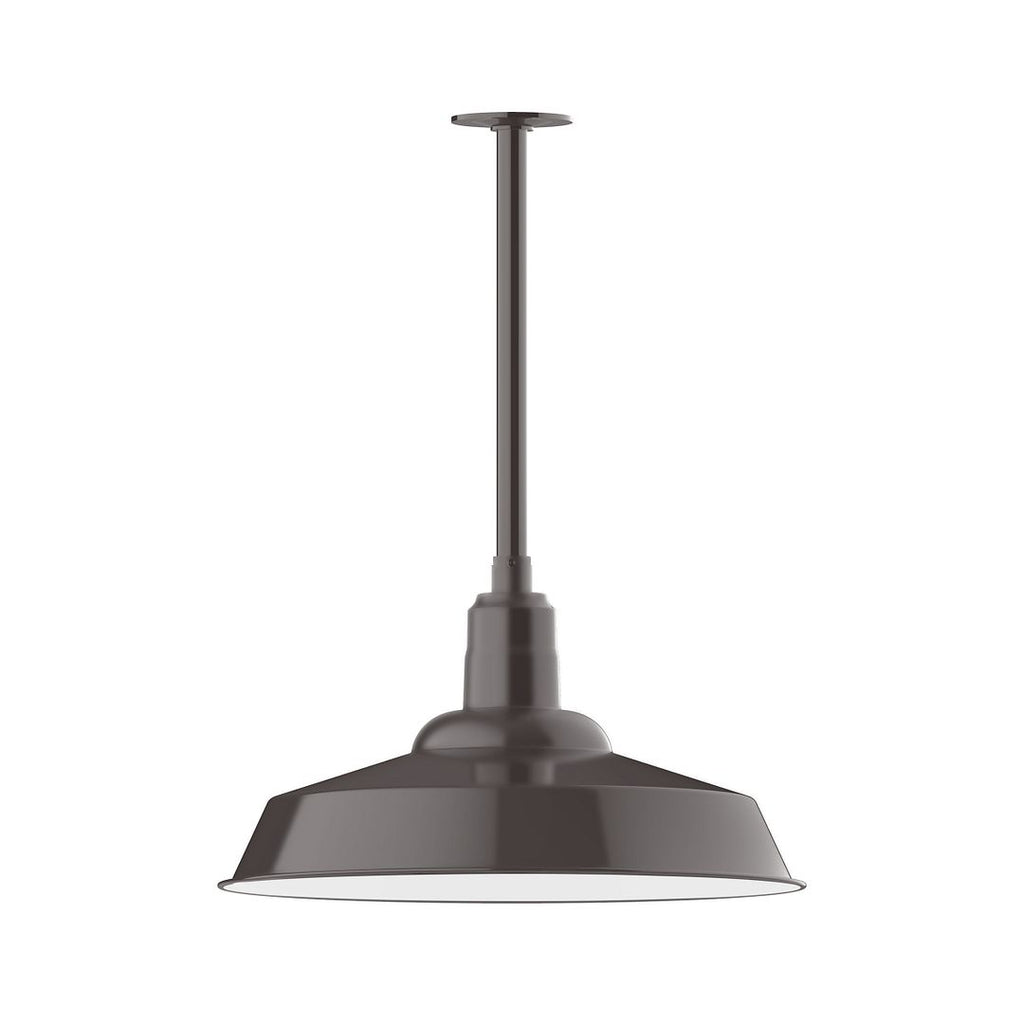 20" Warehouse Shade, Stem Mount Pendant With Canopy, Architectural Bronze - STB186-51-T36