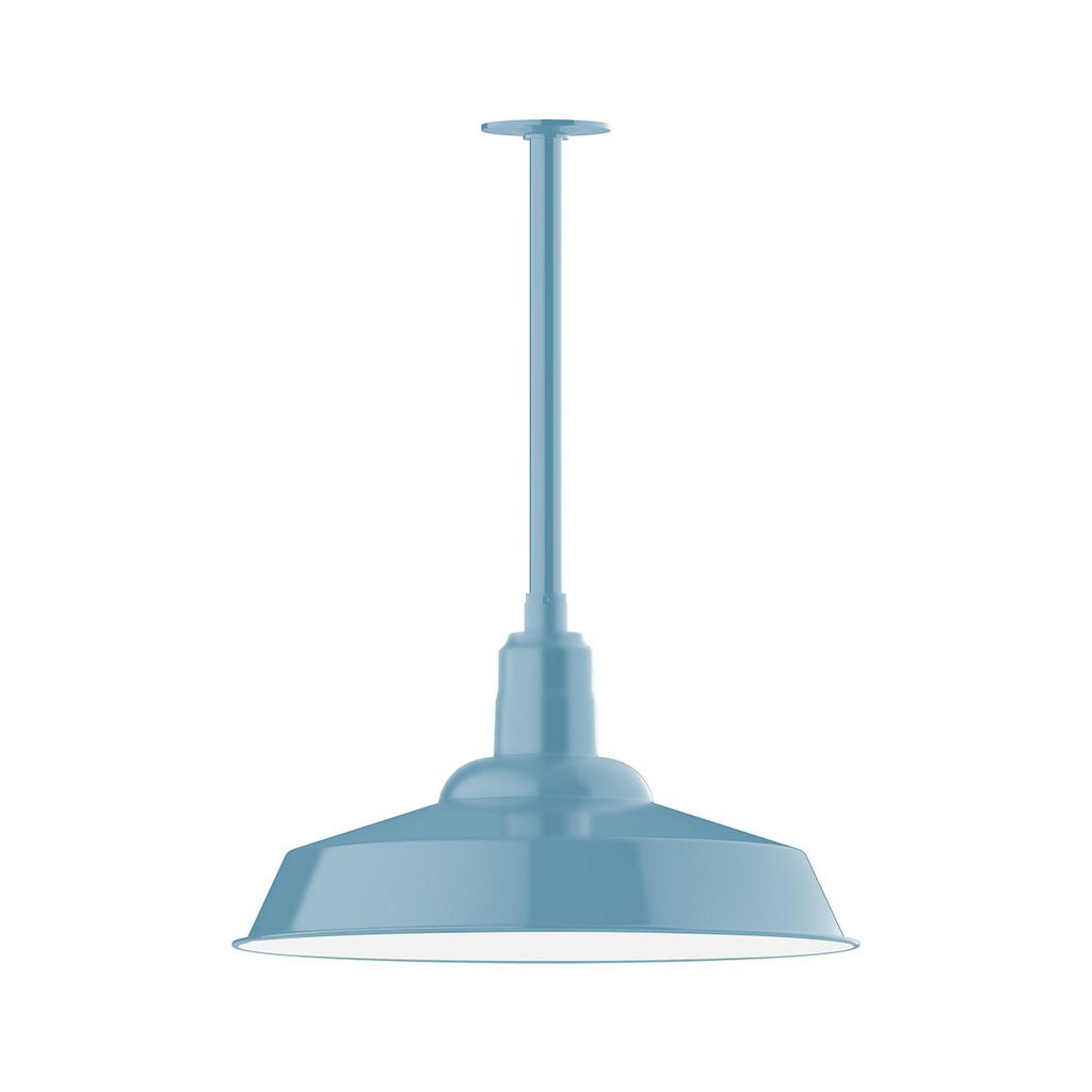 20" Warehouse Shade, Stem Mount Pendant With Canopy, Light Blue - STB186-54-T36