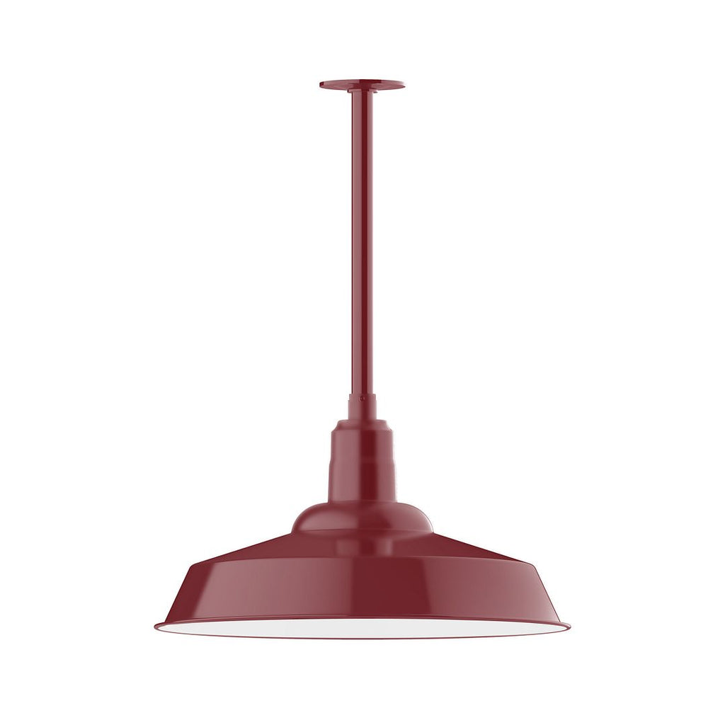 20" Warehouse Shade, Stem Mount Pendant With Canopy, Barn Red - STB186-55-T36