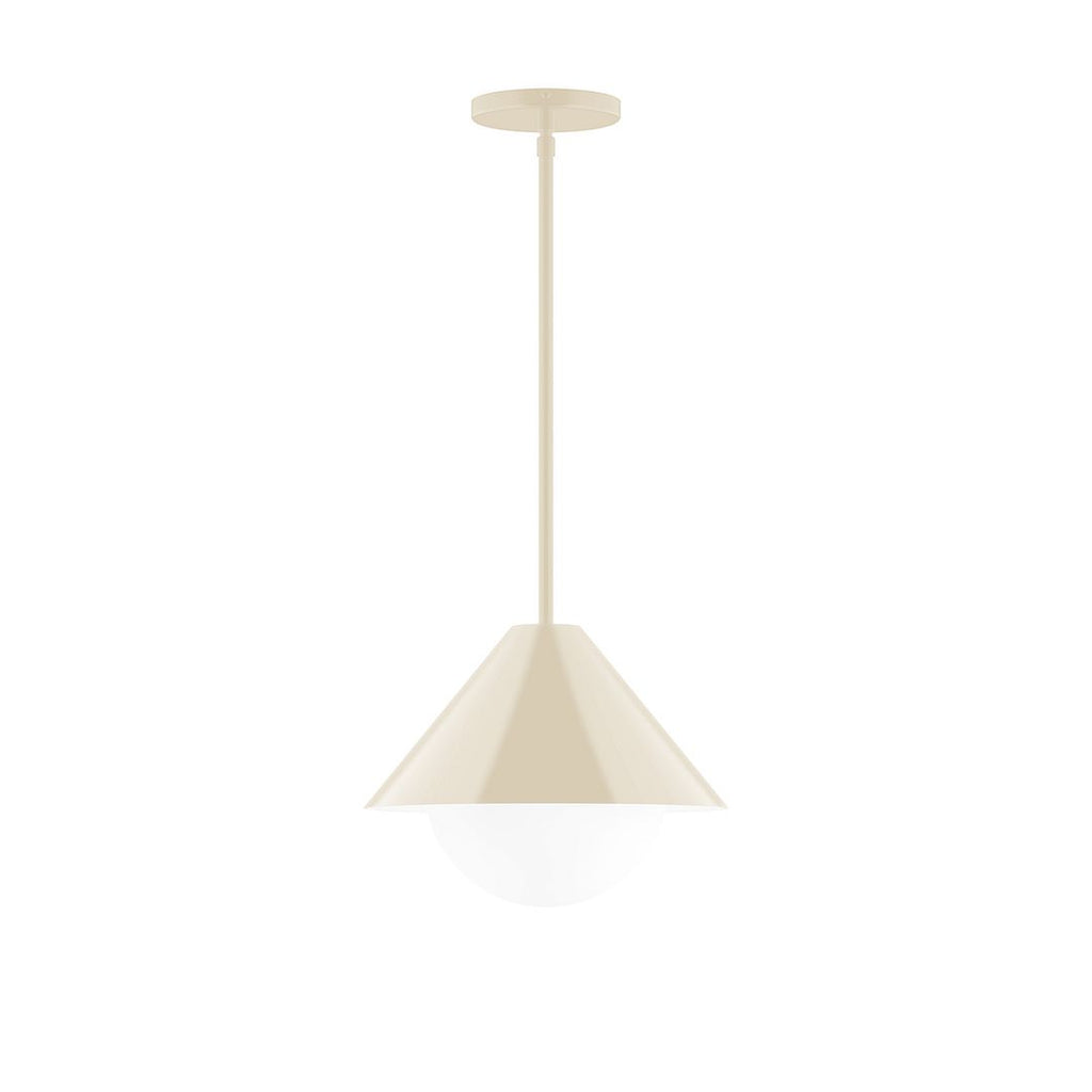 12" Axis Cone Stem Hung Pendant With 6 Inch White Opal Glass Globe, Cream - STG422-G15-16