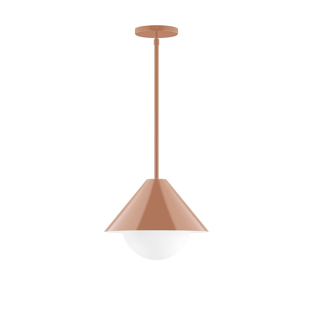 12" Axis Cone Stem Hung Pendant With 6 Inch White Opal Glass Globe, Terracotta - STG422-G15-19