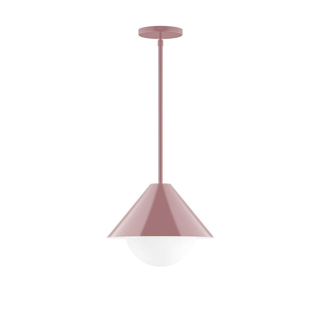 12" Axis Cone Stem Hung Pendant With 6 Inch White Opal Glass Globe, Mauve - STG422-G15-20