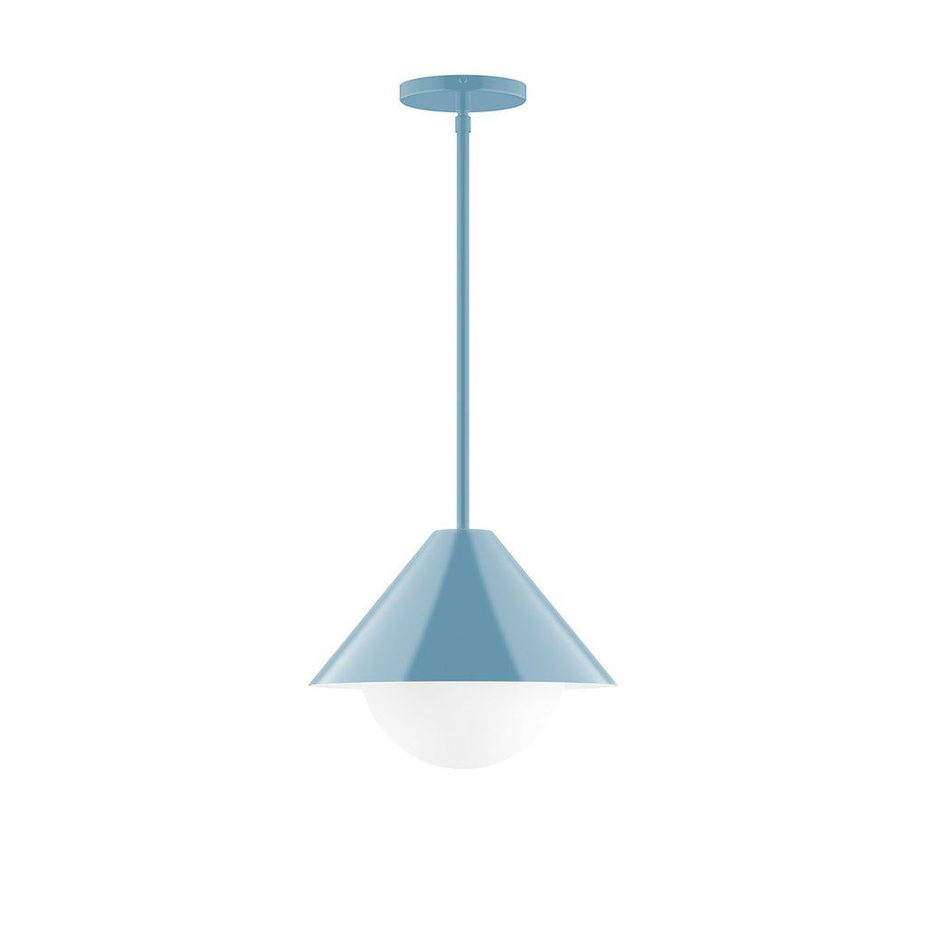 12" Axis Cone Stem Hung Pendant With 6 Inch White Opal Glass Globe, Light Blue - STG422-G15-54