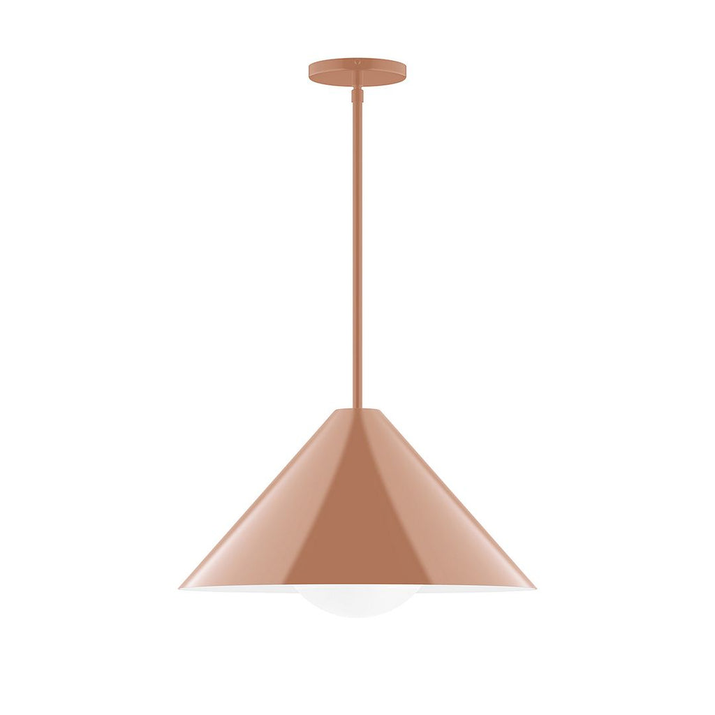 18" Axis Cone Stem Hung Pendant With 6 Inch White Opal Glass Globe, Terracotta - STG423-G15-19