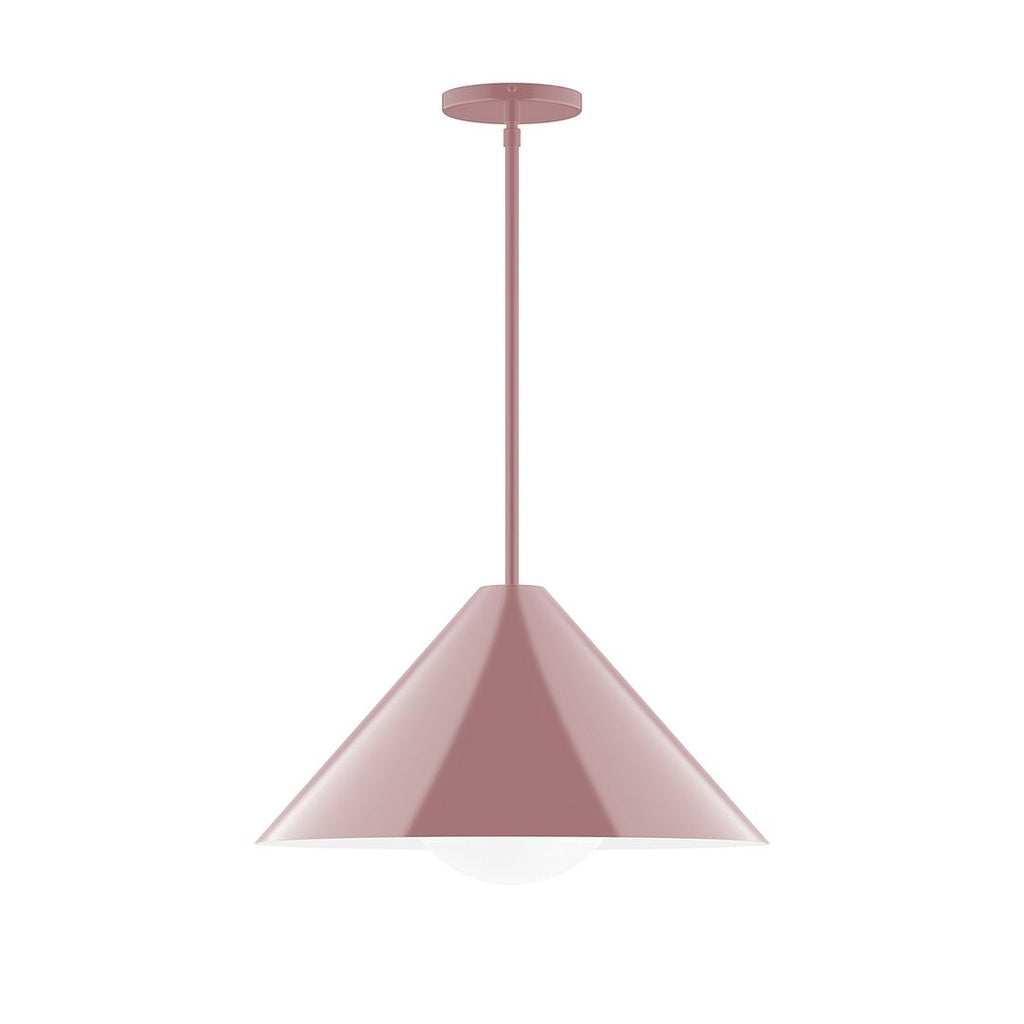 18" Axis Cone Stem Hung Pendant With 6 Inch White Opal Glass Globe, Mauve - STG423-G15-20