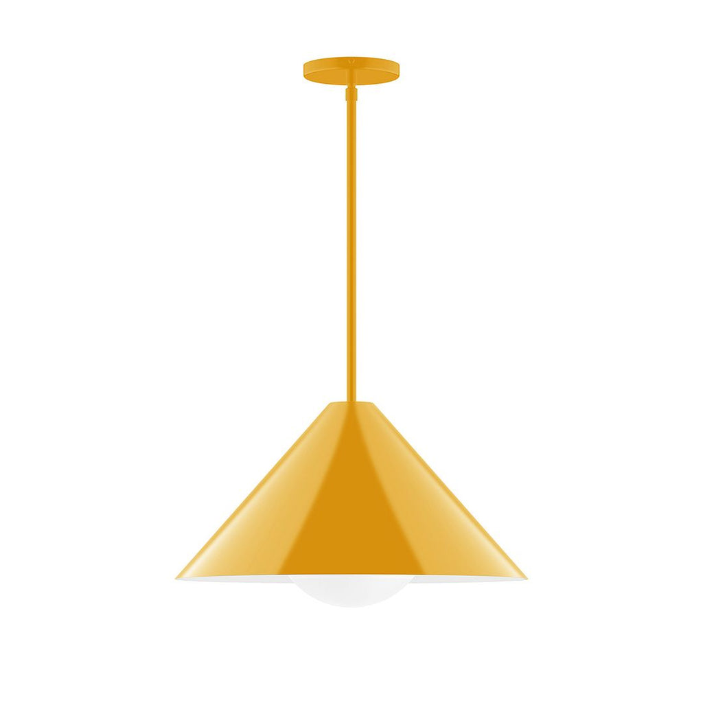 18" Axis Cone Stem Hung Pendant With 6 Inch White Opal Glass Globe, Bright Yellow - STG423-G15-21