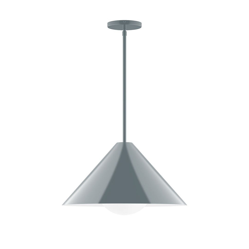 18" Axis Cone Stem Hung Pendant With 6 Inch White Opal Glass Globe, Slate Gray - STG423-G15-40