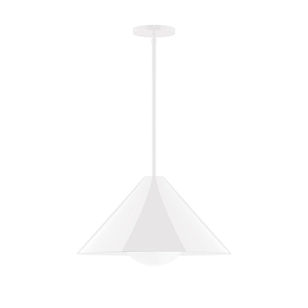 18" Axis Cone Stem Hung Pendant With 6 Inch White Opal Glass Globe, White - STG423-G15-44