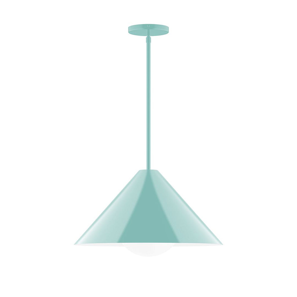 18" Axis Cone Stem Hung Pendant With 6 Inch White Opal Glass Globe, Sea Green - STG423-G15-48