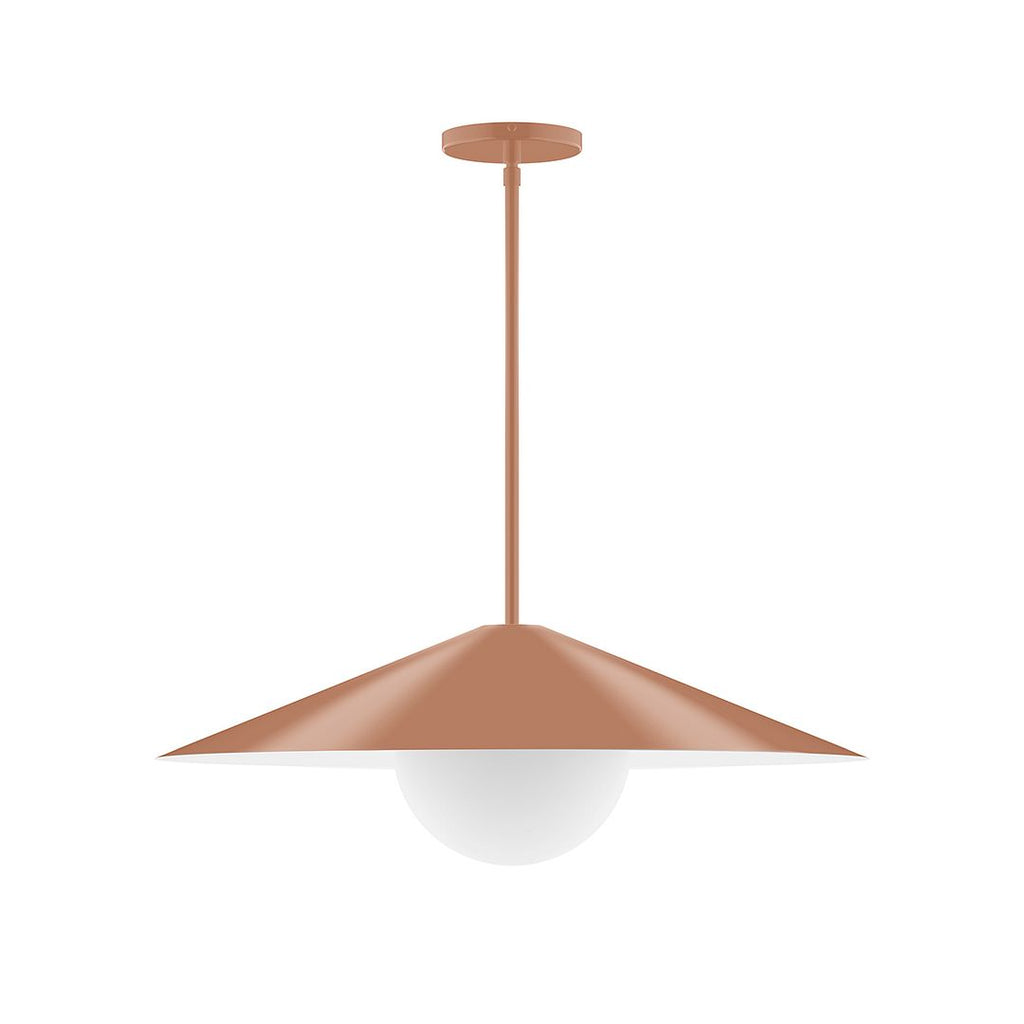 24" Axis Shallow Cone Stem Hung Pendant With 6 Inch White Opal Glass Globe, Terracotta - STG429-G15-19