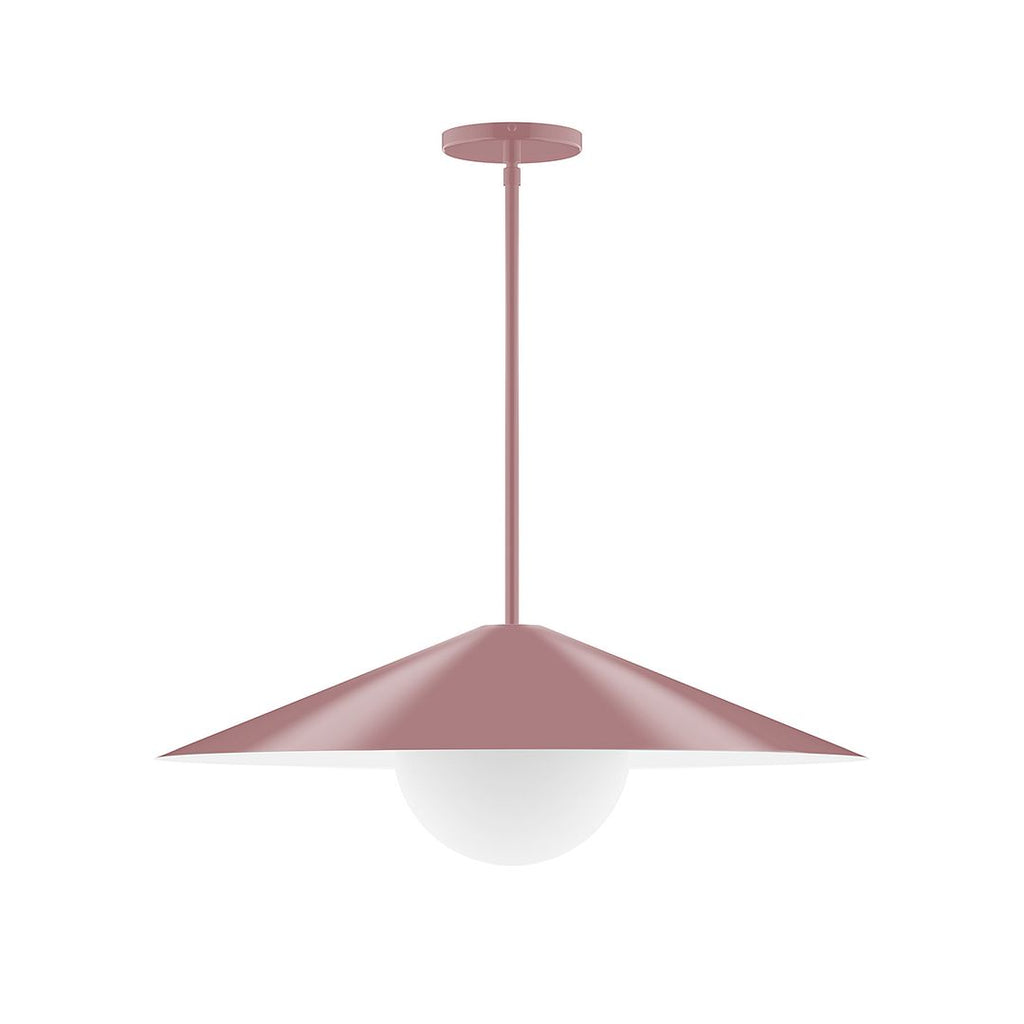 24" Axis Shallow Cone Stem Hung Pendant With 6 Inch White Opal Glass Globe, Mauve - STG429-G15-20