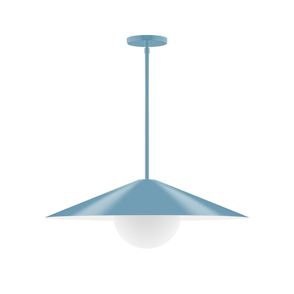 24" Axis Shallow Cone Stem Hung Pendant With 6 Inch White Opal Glass Globe, Light Blue - STG429-G15-54