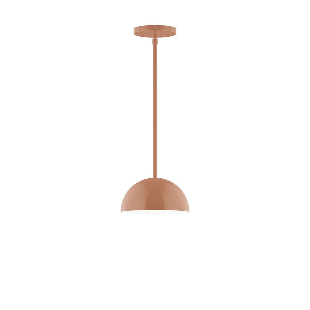 8" Axis Mini Dome Stem Hung Pendant With 6 Inch White Opal Glass Globe, Terracotta - STG431-G15-19