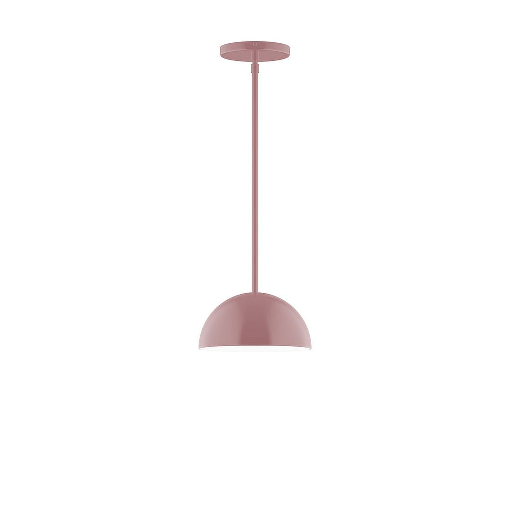 8" Axis Mini Dome Stem Hung Pendant With 6 Inch White Opal Glass Globe, Mauve - STG431-G15-20