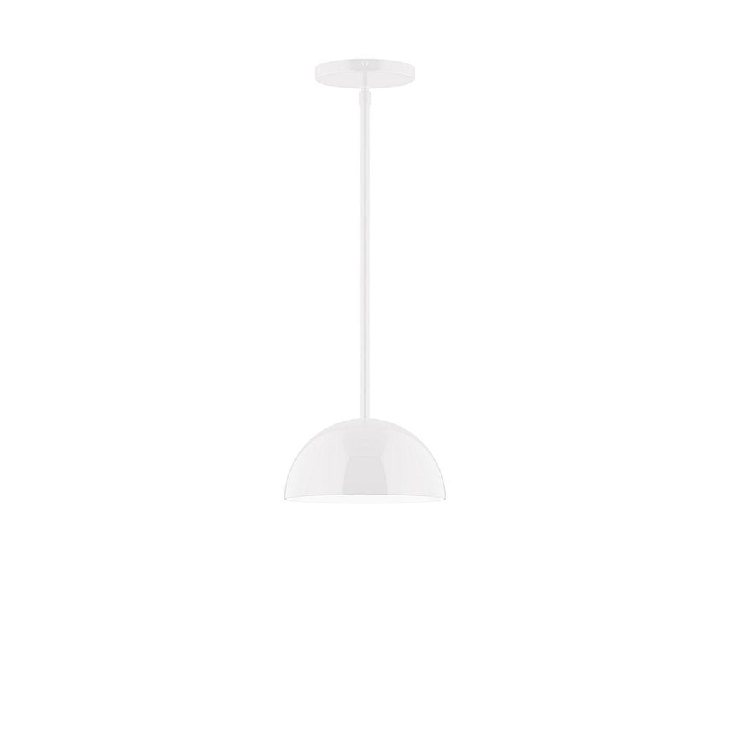 8" Axis Mini Dome Stem Hung Pendant With 6 Inch White Opal Glass Globe, White - STG431-G15-44