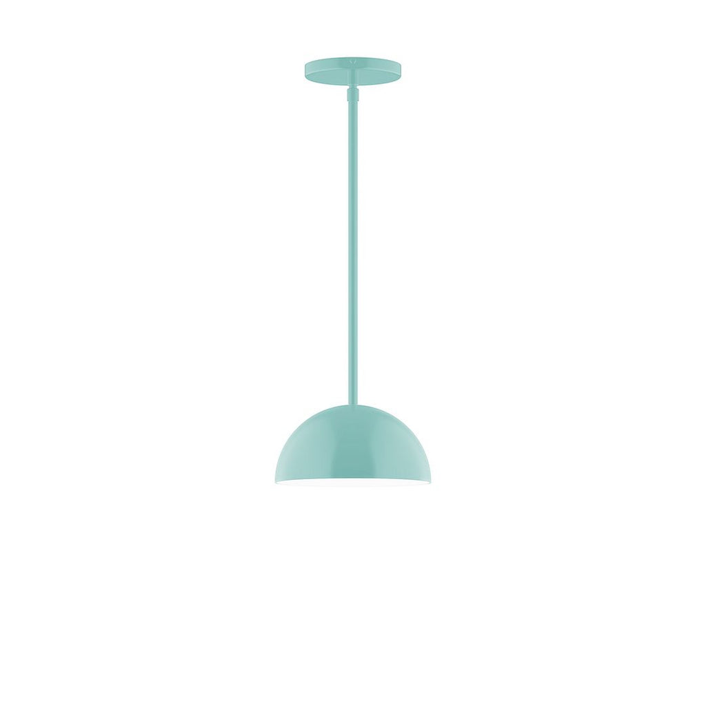 8" Axis Mini Dome Stem Hung Pendant With 6 Inch White Opal Glass Globe, Sea Green - STG431-G15-48