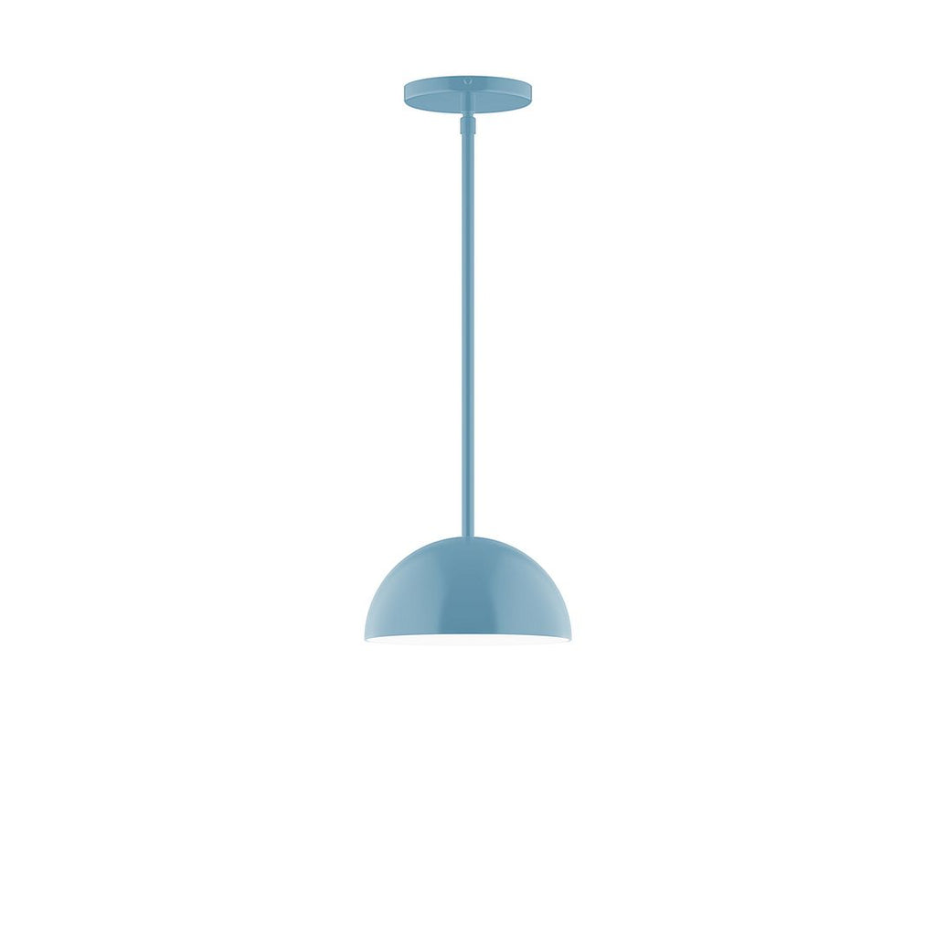 8" Axis Mini Dome Stem Hung Pendant With 6 Inch White Opal Glass Globe, Light Blue - STG431-G15-54