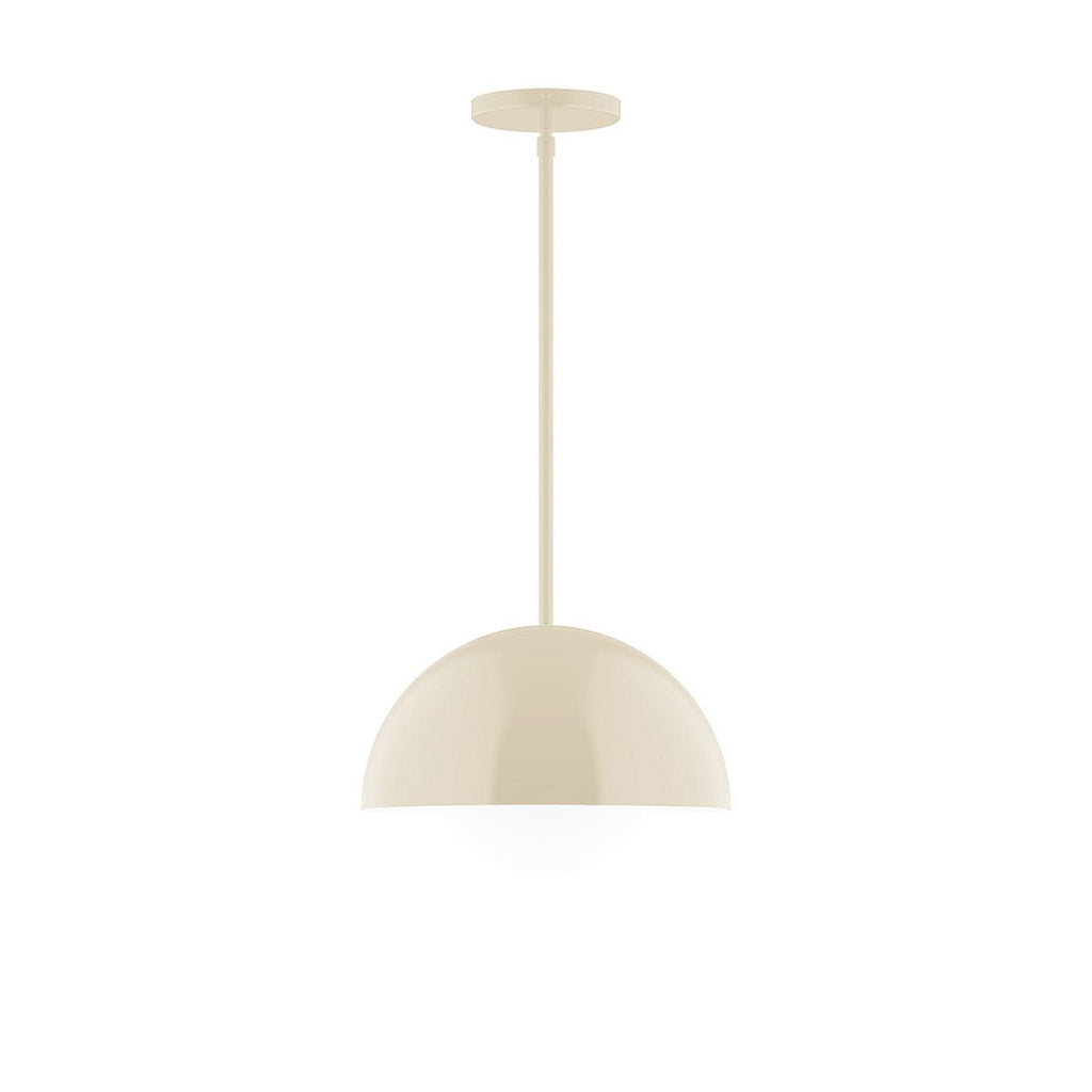 12" Axis Dome Stem Hung Pendant With 6 Inch White Opal Glass Globe, Cream - STG432-G15-16