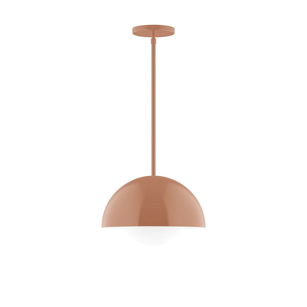 12" Axis Dome Stem Hung Pendant With 6 Inch White Opal Glass Globe, Terracotta - STG432-G15-19