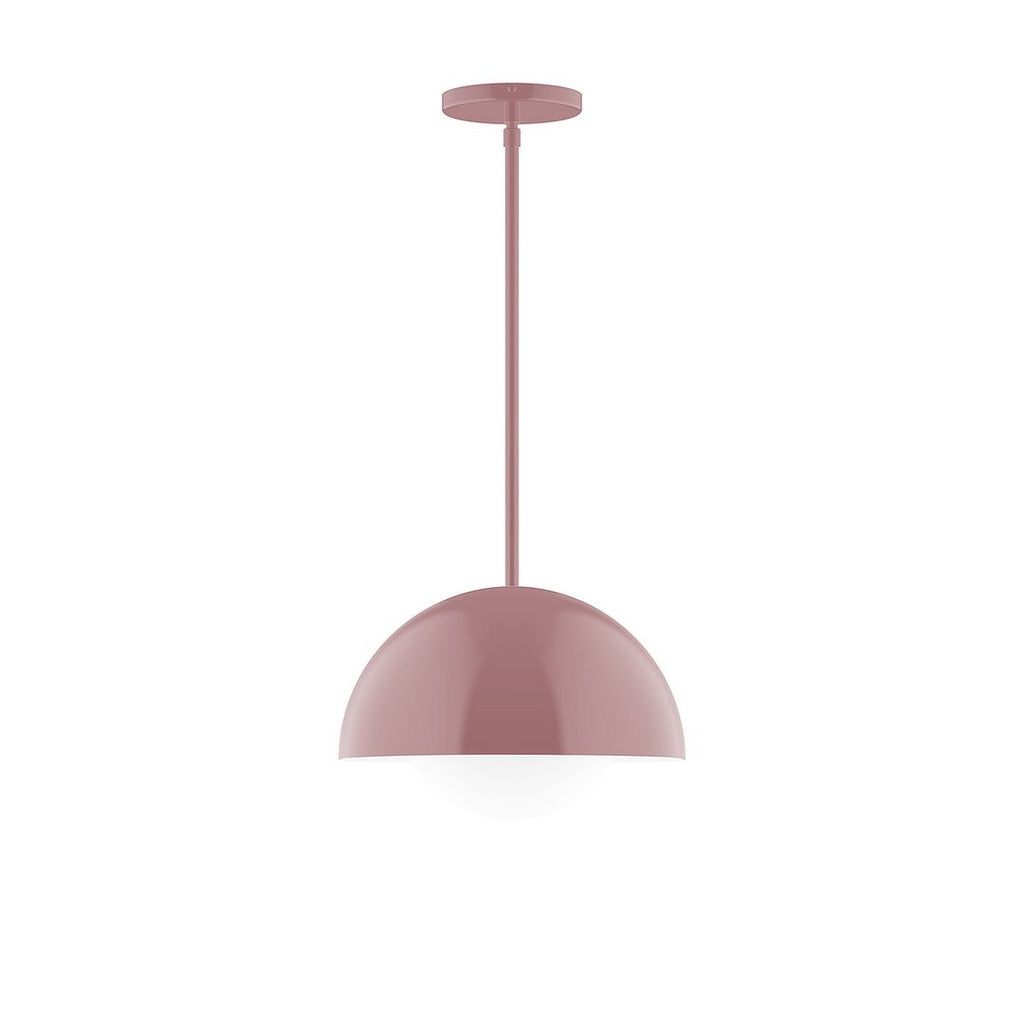 12" Axis Dome Stem Hung Pendant With 6 Inch White Opal Glass Globe, Mauve - STG432-G15-20