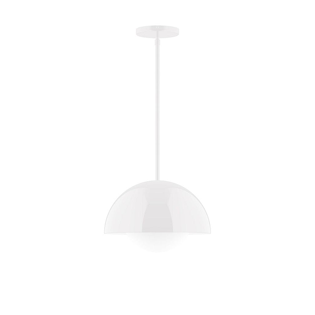 12" Axis Dome Stem Hung Pendant With 6 Inch White Opal Glass Globe, White - STG432-G15-44