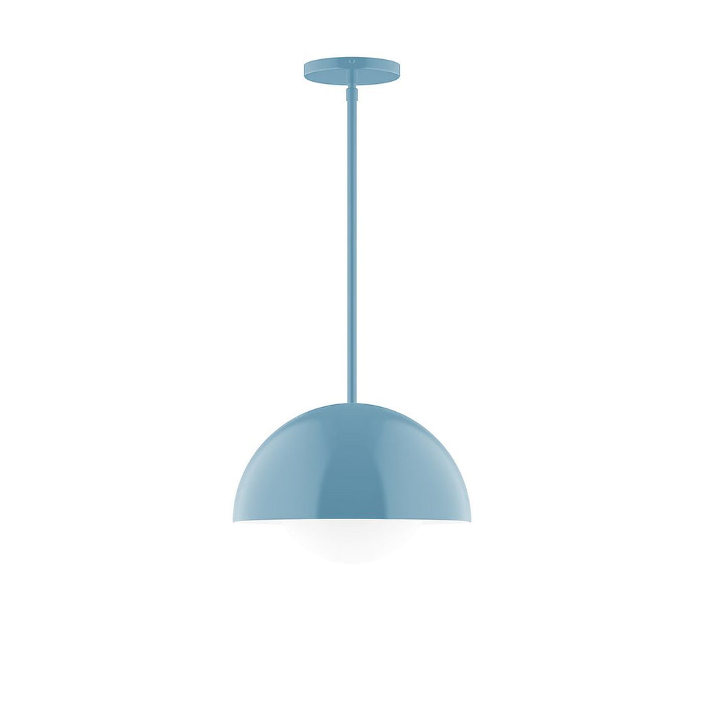 12" Axis Dome Stem Hung Pendant With 6 Inch White Opal Glass Globe, Light Blue - STG432-G15-54