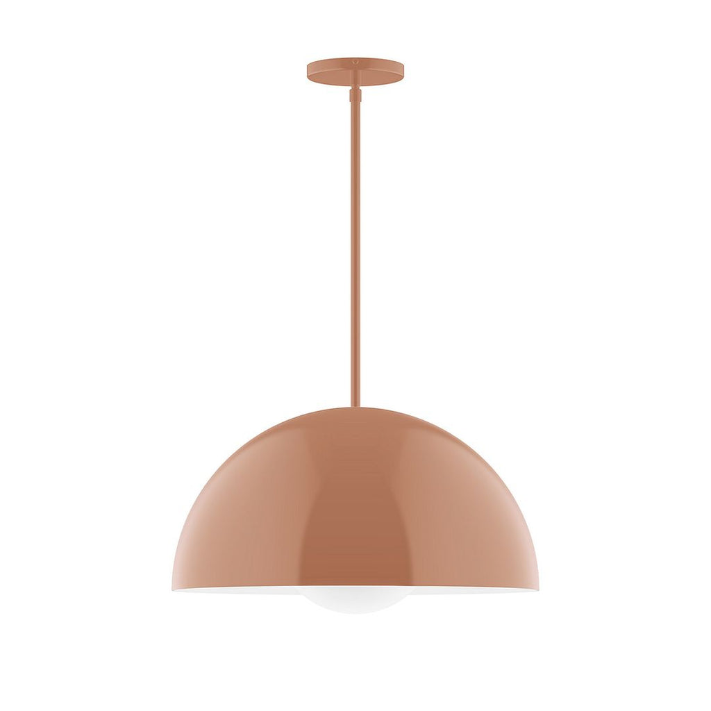 18" Axis Dome Stem Hung Pendant With 6 Inch White Opal Glass Globe, Terracotta - STG433-G15-19