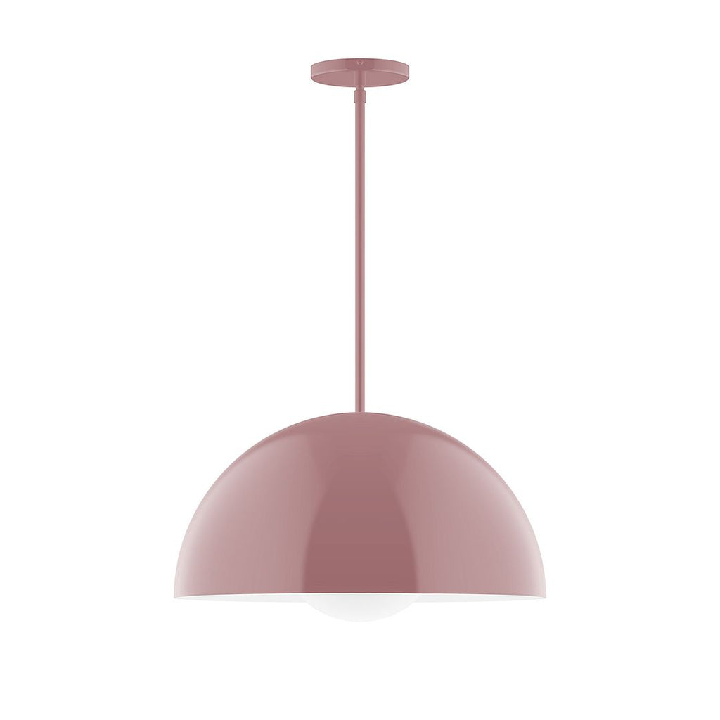 18" Axis Dome Stem Hung Pendant With 6 Inch White Opal Glass Globe, Mauve - STG433-G15-20