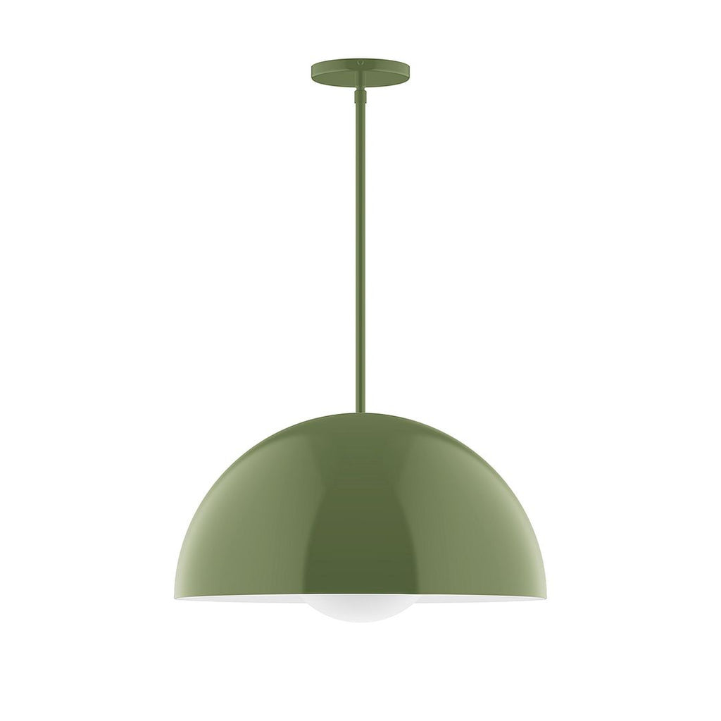 18" Axis Dome Stem Hung Pendant With 6 Inch White Opal Glass Globe, Fern Green - STG433-G15-22