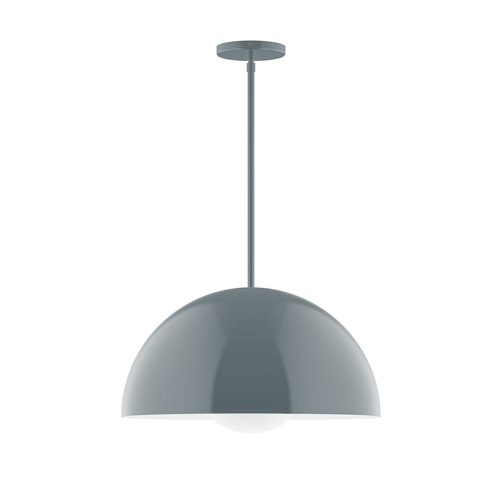 18" Axis Dome Stem Hung Pendant With 6 Inch White Opal Glass Globe, Slate Gray - STG433-G15-40