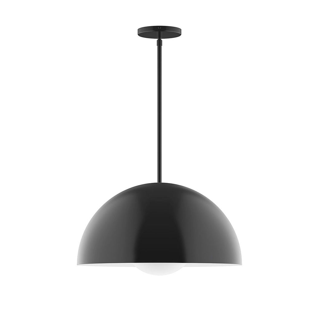 18" Axis Dome Stem Hung Pendant With 6 Inch White Opal Glass Globe, Black - STG433-G15-41