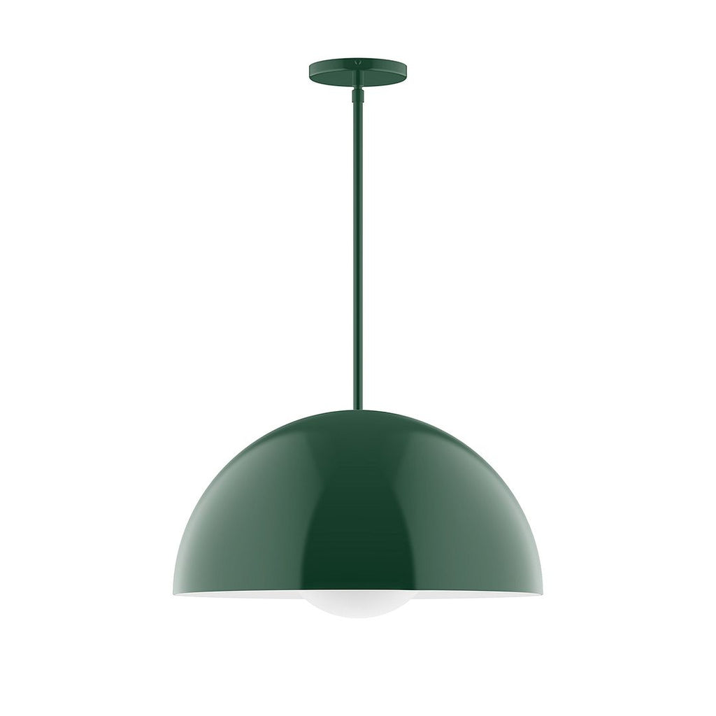 18" Axis Dome Stem Hung Pendant With 6 Inch White Opal Glass Globe, Forest Green - STG433-G15-42