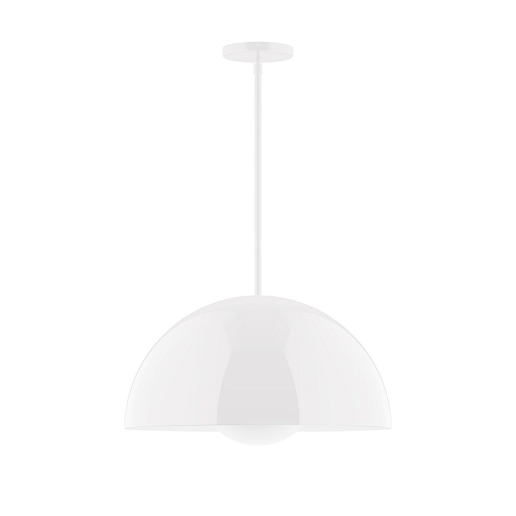 18" Axis Dome Stem Hung Pendant With 6 Inch White Opal Glass Globe, White - STG433-G15-44