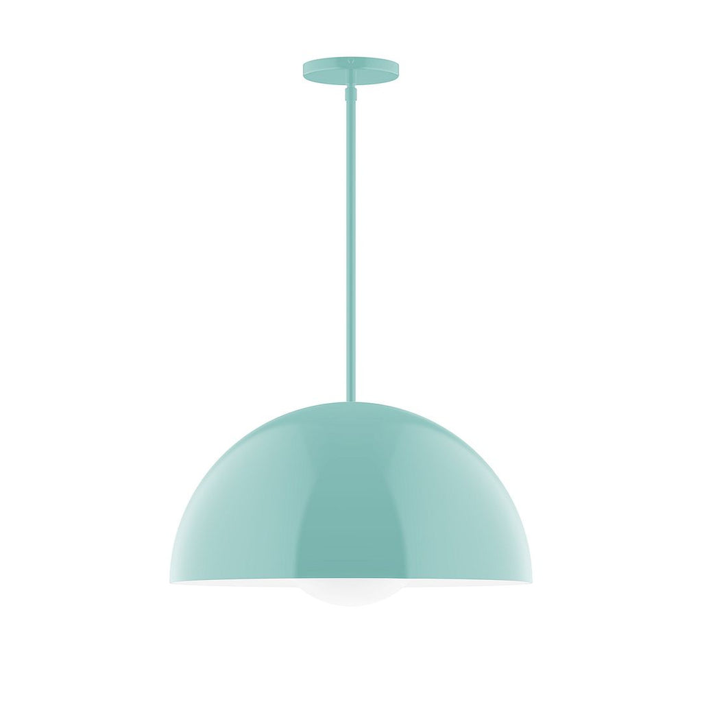 18" Axis Dome Stem Hung Pendant With 6 Inch White Opal Glass Globe, Sea Green - STG433-G15-48