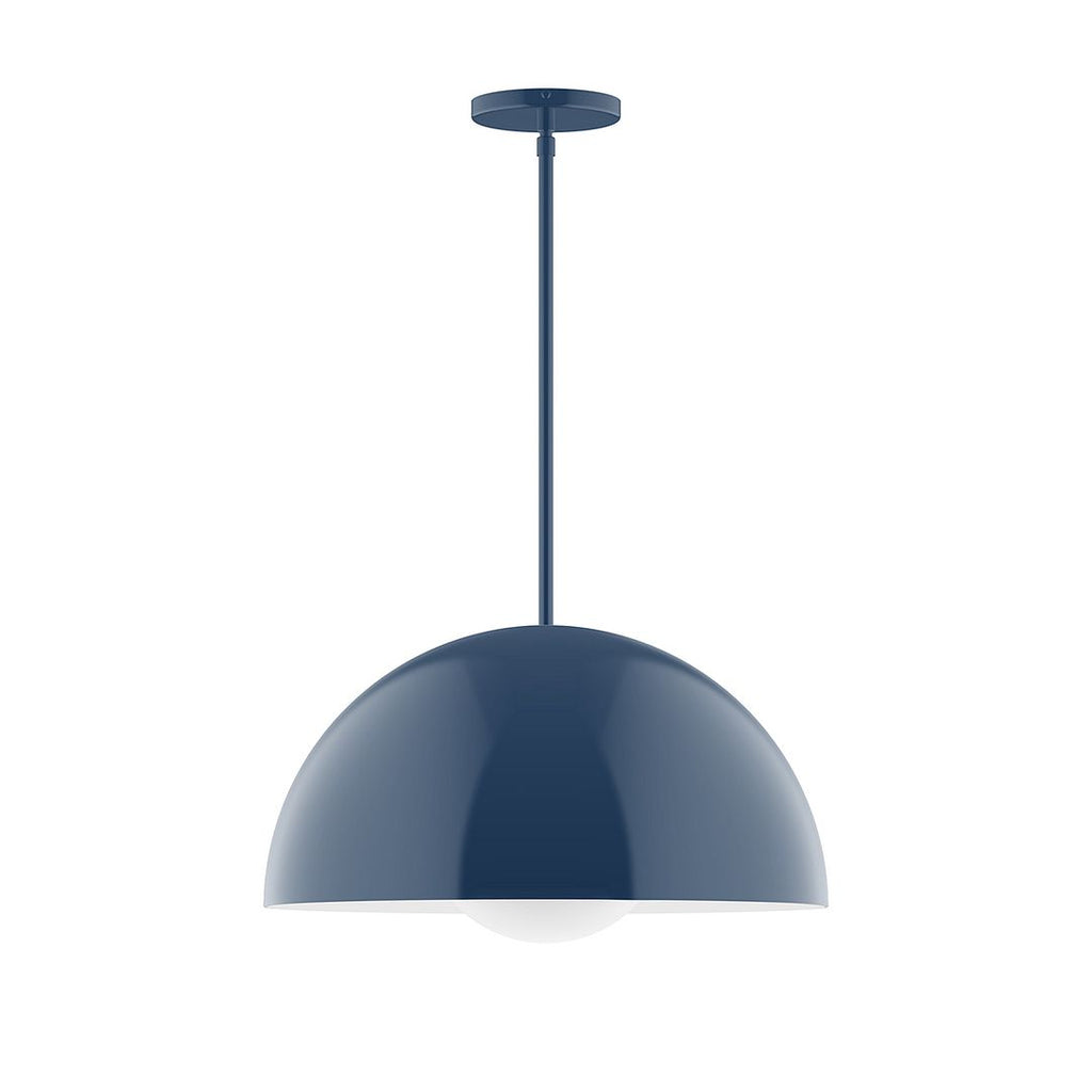 18" Axis Dome Stem Hung Pendant With 6 Inch White Opal Glass Globe, Navy - STG433-G15-50