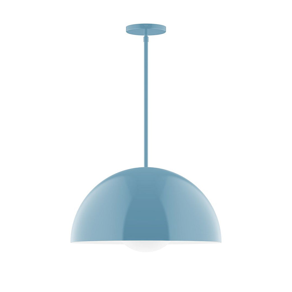 18" Axis Dome Stem Hung Pendant With 6 Inch White Opal Glass Globe, Light Blue - STG433-G15-54