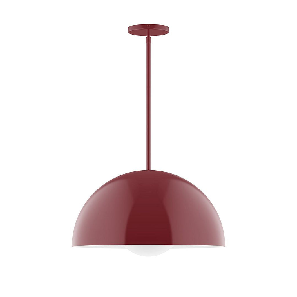 18" Axis Dome Stem Hung Pendant With 6 Inch White Opal Glass Globe, Barn Red - STG433-G15-55