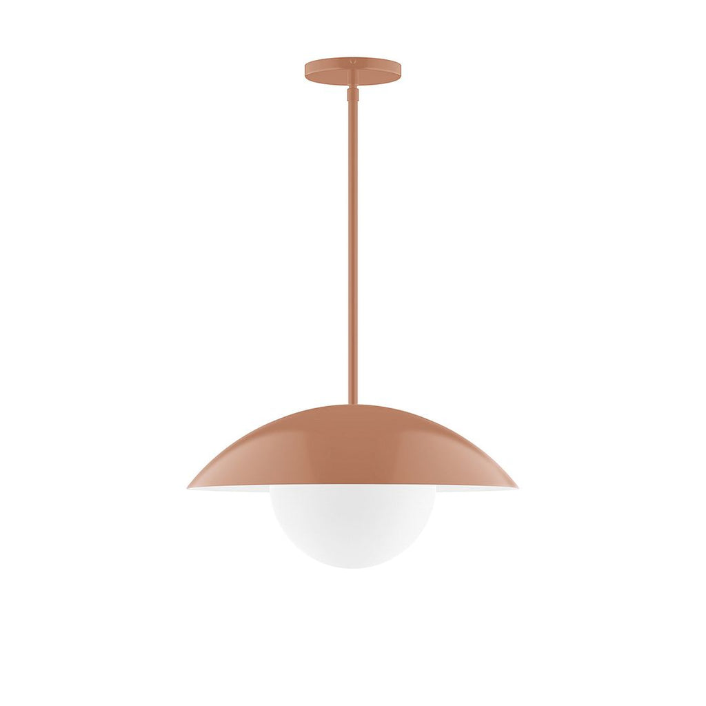 16" Axis Half Dome Stem Hung Pendant With 6 Inch White Opal Glass Globe, Terracotta - STG438-G15-19