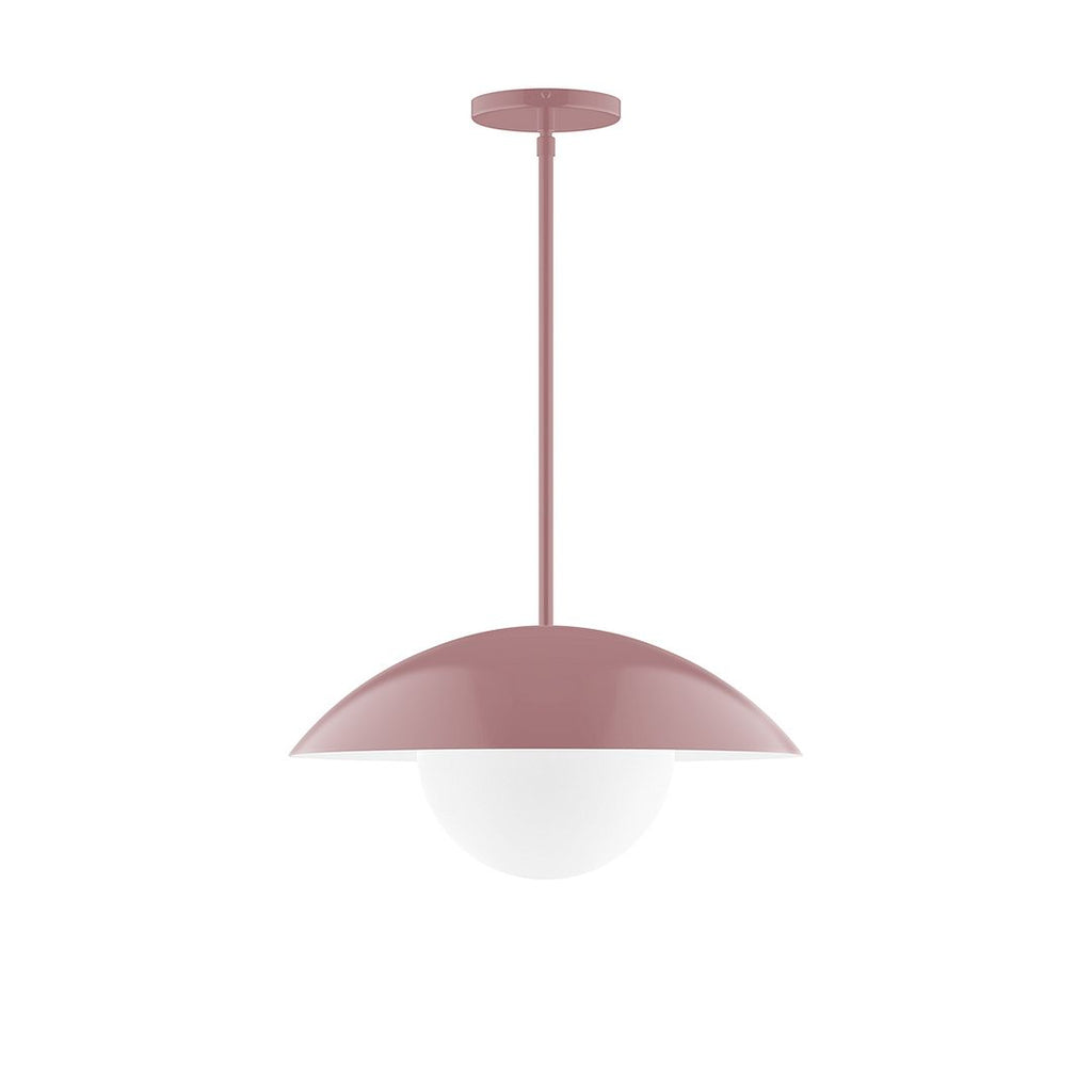 16" Axis Half Dome Stem Hung Pendant With 6 Inch White Opal Glass Globe, Mauve - STG438-G15-20