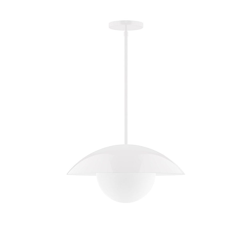 16" Axis Half Dome Stem Hung Pendant With 6 Inch White Opal Glass Globe, White - STG438-G15-44