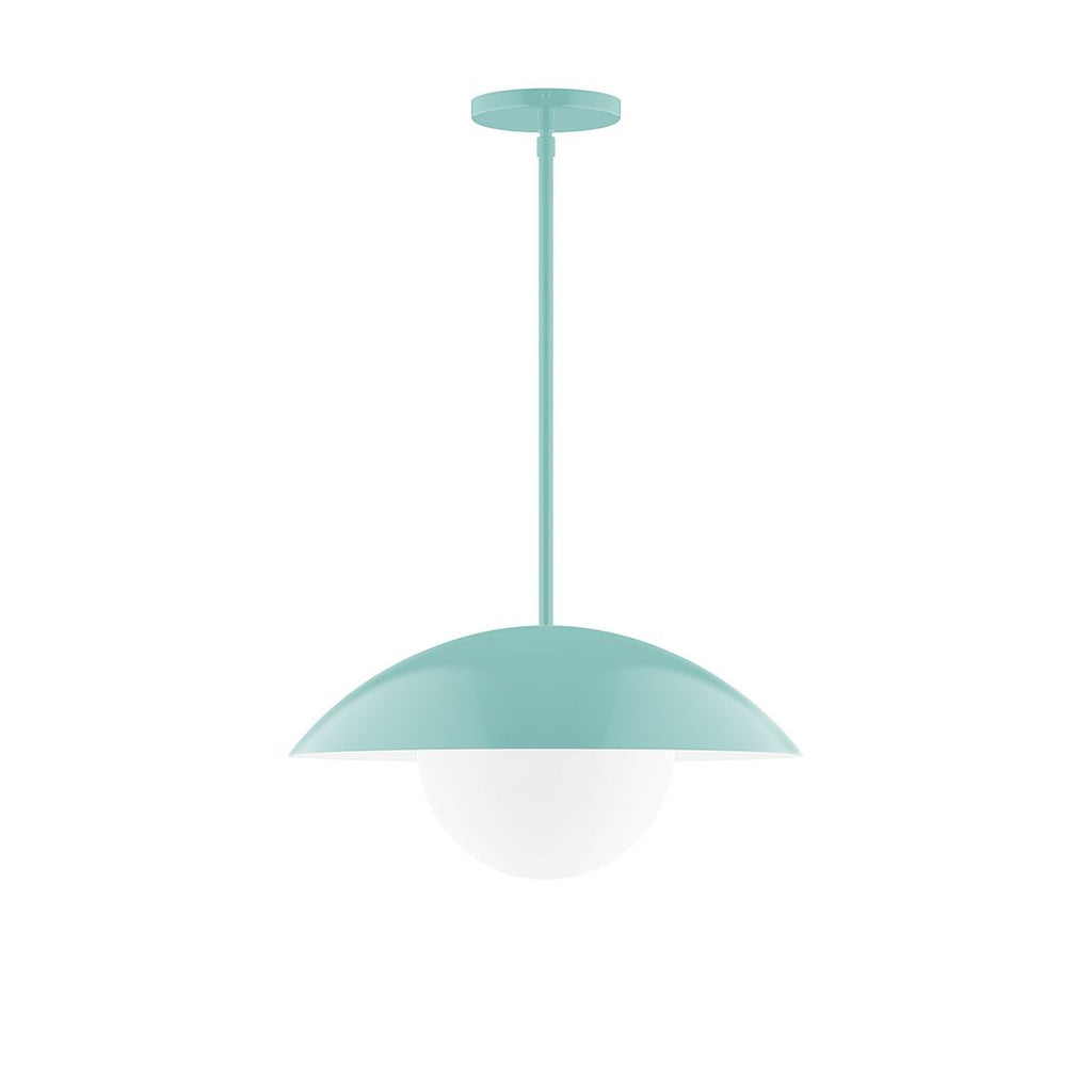 16" Axis Half Dome Stem Hung Pendant With 6 Inch White Opal Glass Globe, Sea Green - STG438-G15-48