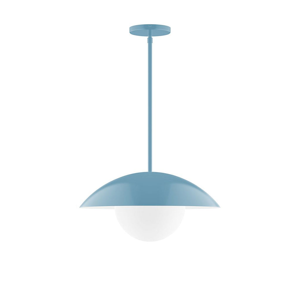 16" Axis Half Dome Stem Hung Pendant With 6 Inch White Opal Glass Globe, Light Blue - STG438-G15-54